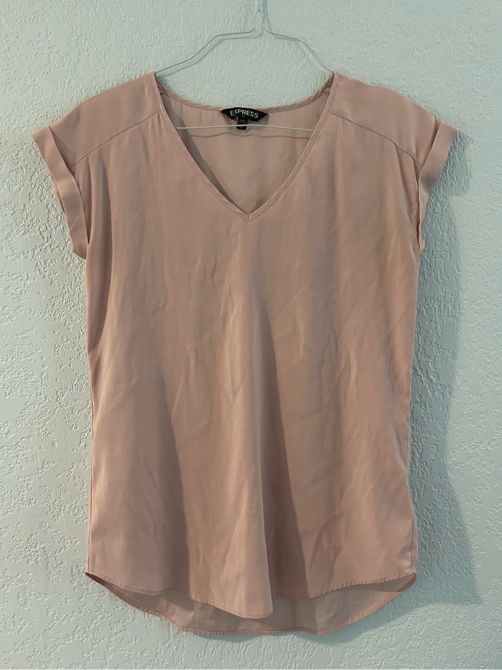 Express Women's V-Neck Short Sleeve Top - Dusty Rose